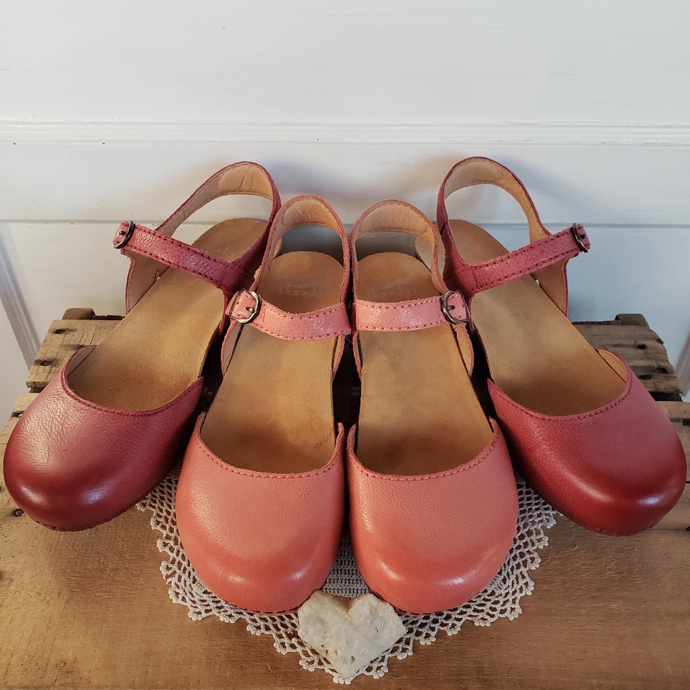 Pink Dansko Tiffani Strappy Clog Sandal MaryJane Milled Burnished Coral 37 38 40 - Picture 4 of 13